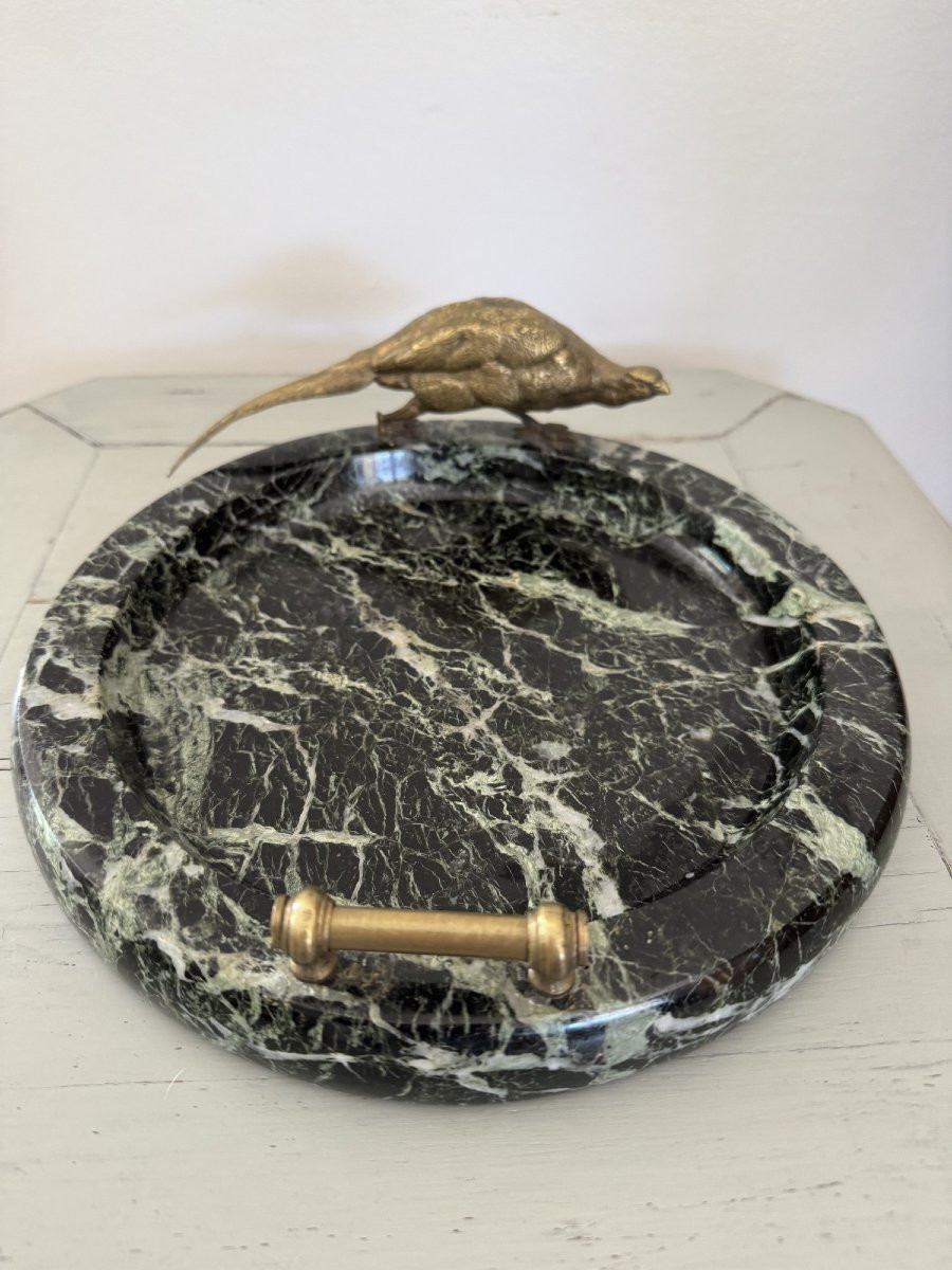 Ancien Vide-poche , Coupe, Centre Table En Marbre Et Bronze XIX Eme Vide Poche Bronze Vienne-photo-4