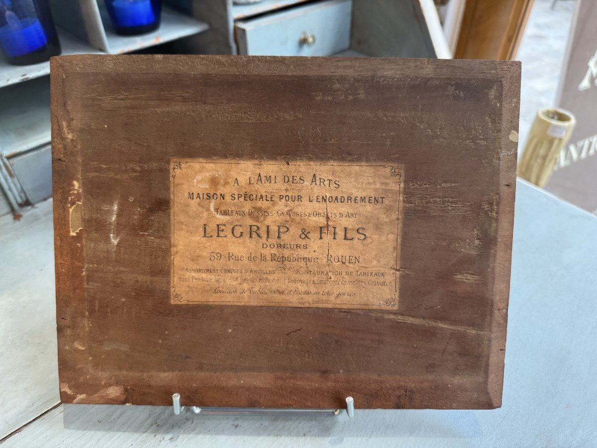 Ancien petit tableau Huile sur panneau d'acajou fin XIX siècle par A Roueff hsp barbizon-photo-7