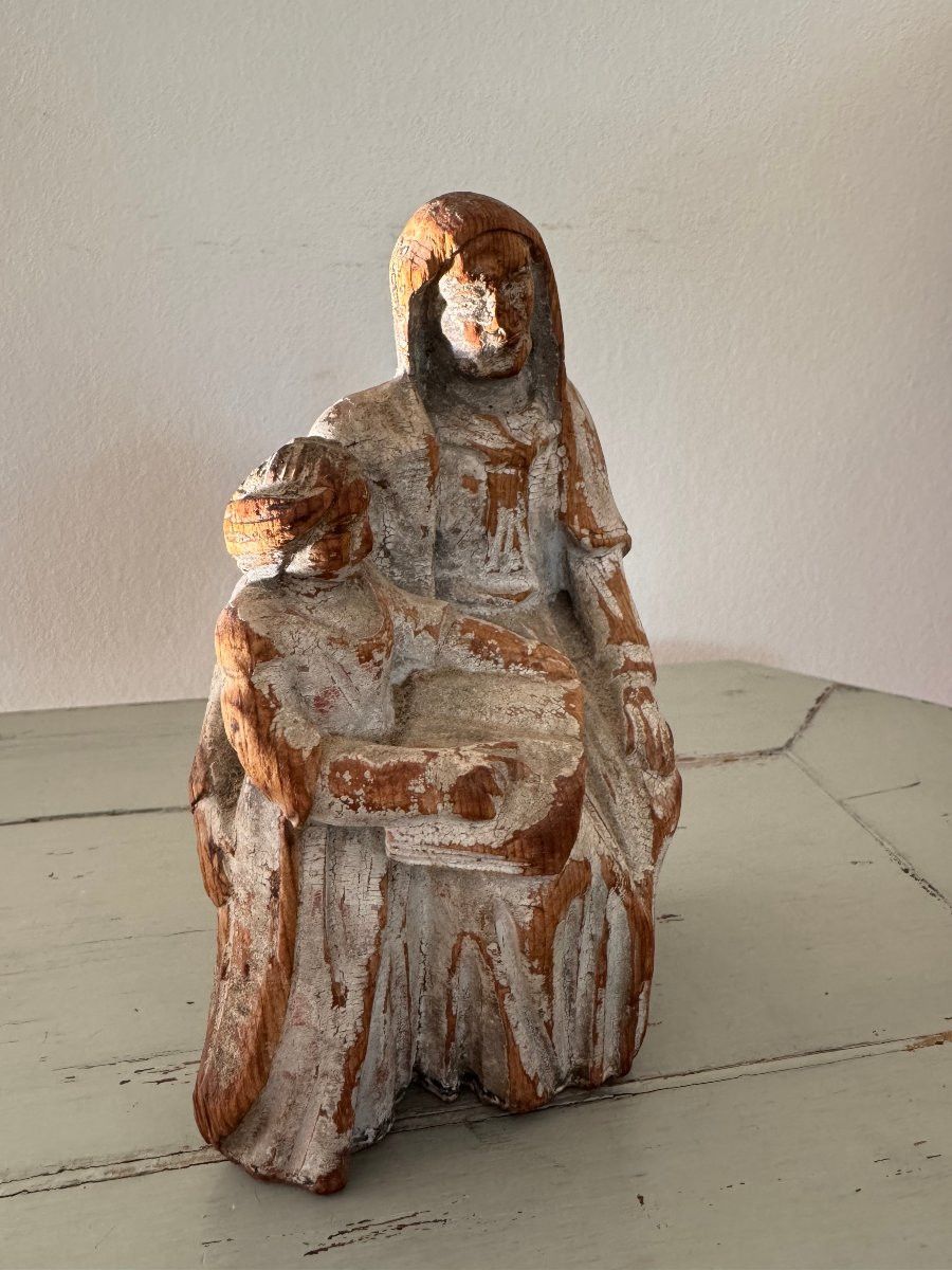 Saint Anne Or The Education Of The Virgin, Polychrome Wooden Statue, 18th Century, Religion -photo-2