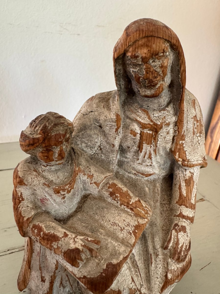 Saint Anne Or The Education Of The Virgin, Polychrome Wooden Statue, 18th Century, Religion -photo-1