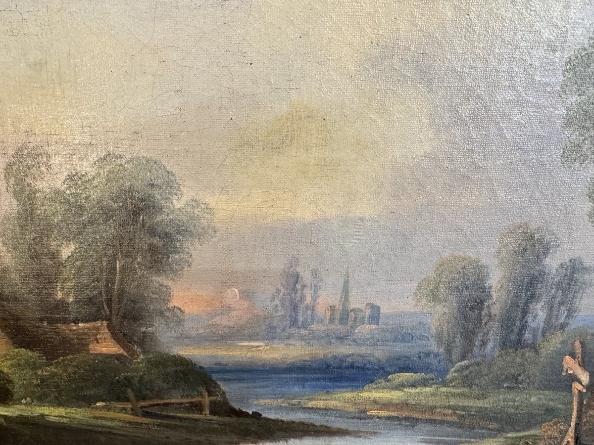 Old Hst Oil On Canvas Painting From The 19th Century Signed Texier Barbizon -photo-4