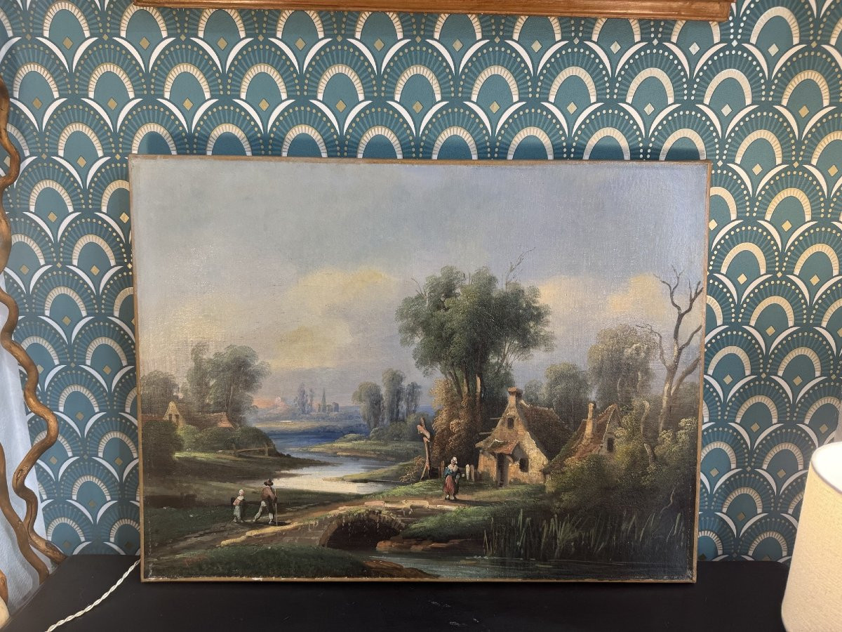 Old Hst Oil On Canvas Painting From The 19th Century Signed Texier Barbizon -photo-5