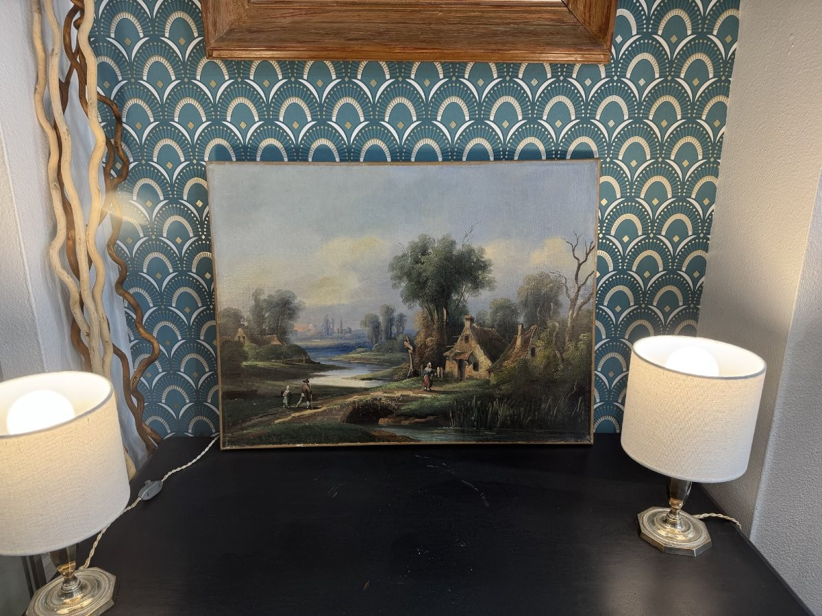 Old Hst Oil On Canvas Painting From The 19th Century Signed Texier Barbizon -photo-6