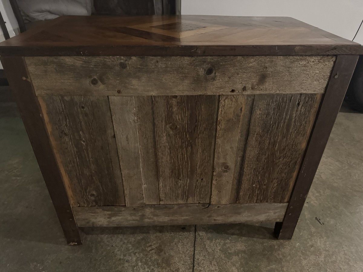 Ancienne et petite commode galbée en marqueterie dans le gout de Hache epoque XIX eme siècle-photo-7
