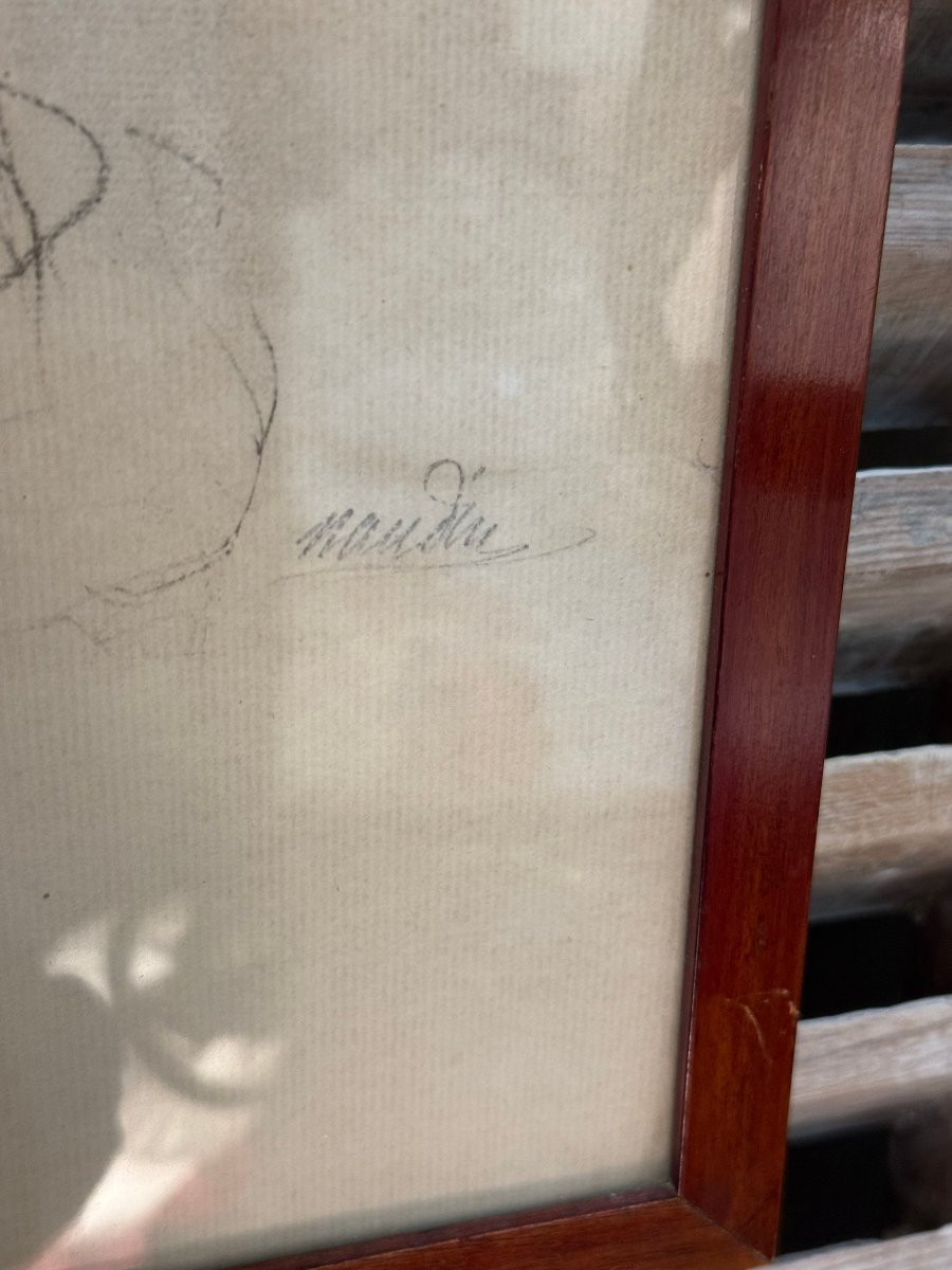 un moine , ancien dessin à la mine par Naudin vers 1900 -photo-6