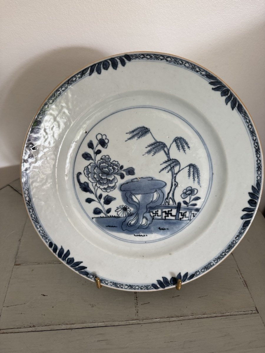 Antique Porcelain Plate Called White Blue East India Company China 18th Century -photo-3
