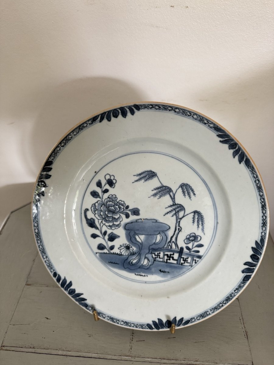 Antique Porcelain Plate Called White Blue East India Company China 18th Century -photo-4