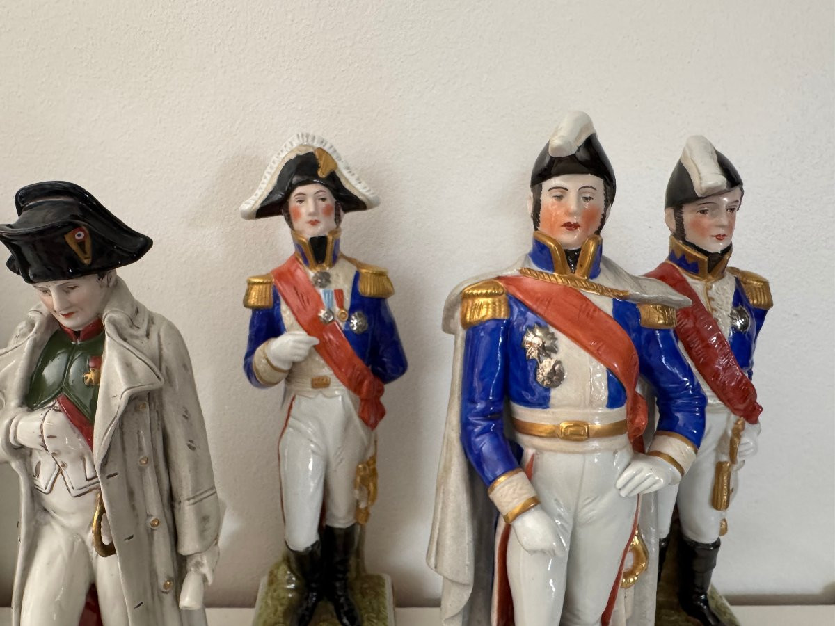 Important Lot Set Of 8 Porcelain Statues Known As Saxony 20th Century Napoleon Empire Marshals-photo-4