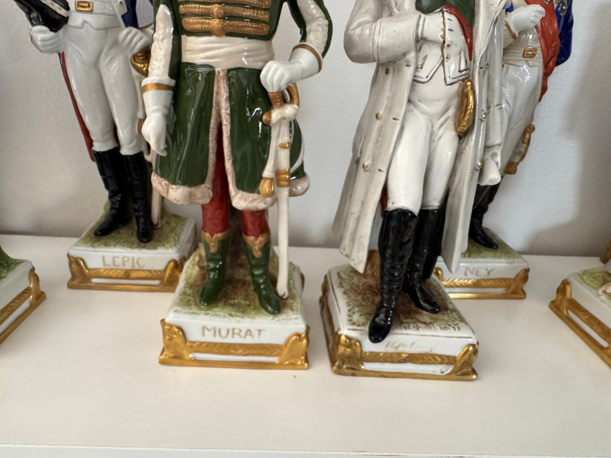 Important Lot Set Of 8 Porcelain Statues Known As Saxony 20th Century Napoleon Empire Marshals-photo-3