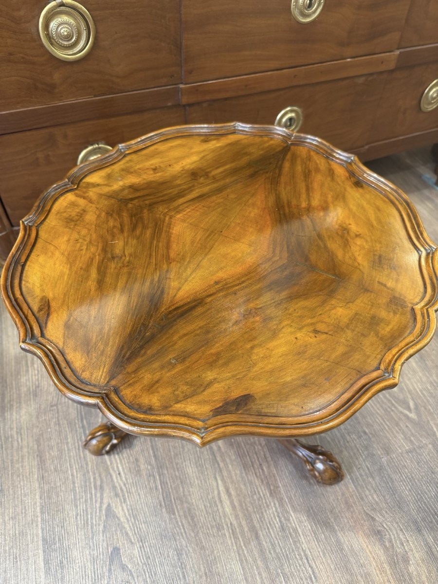 Ancien petit guéridon anglais en acajou et placage d'acajou à pieds serres sur globe XIX eme -photo-2