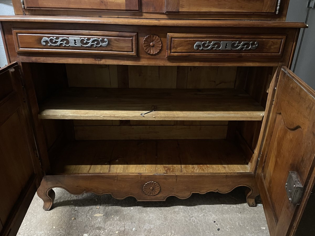 Ancien Buffet Deux Corps En Bois Fruitier Début Du XIX Eme Siècle -photo-7