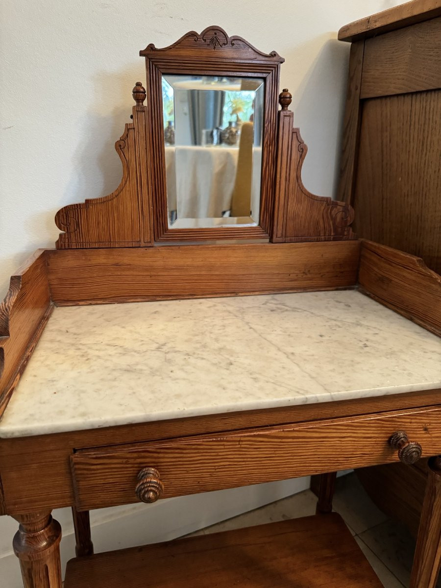 Antique Small Children's Toy Washbasin In Marble And Pichpin Circa 1900 Doll Game Collection-photo-2