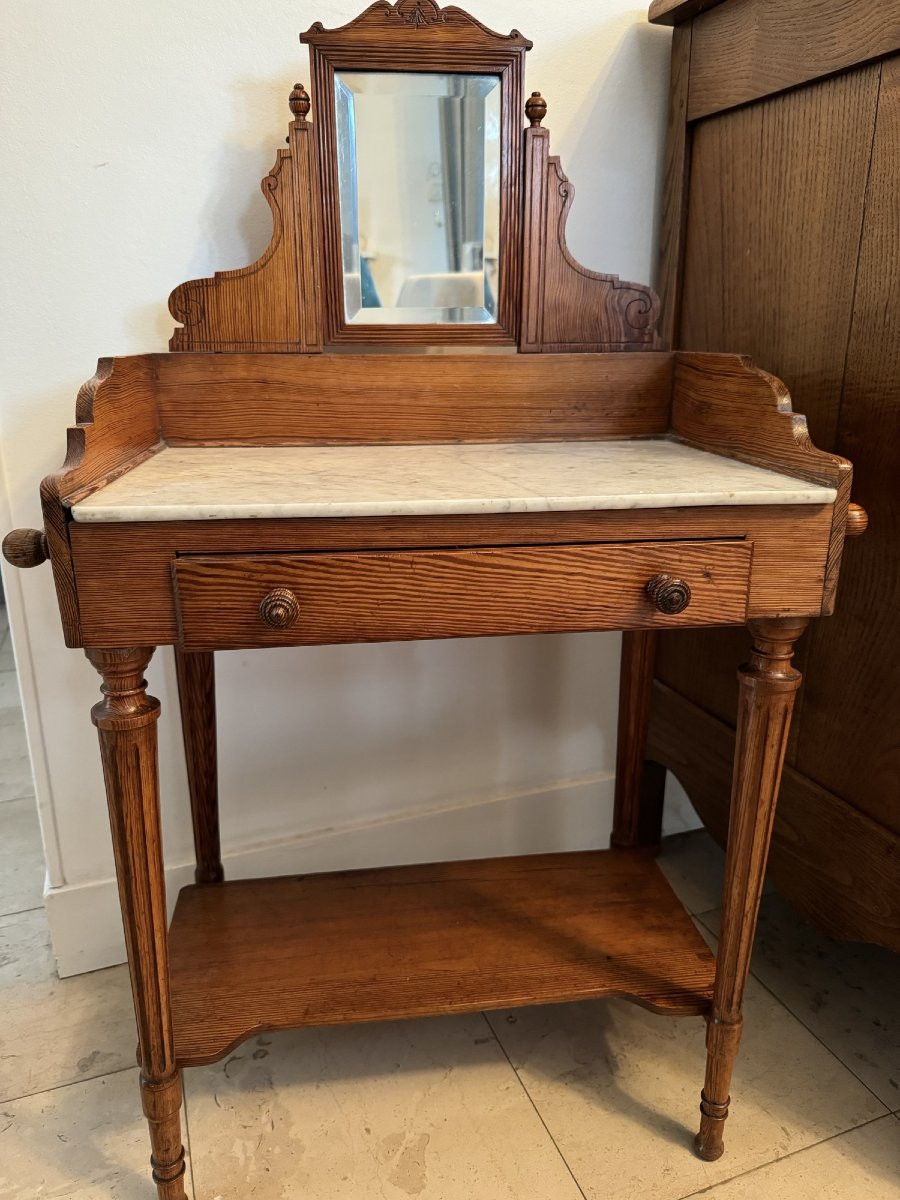 Antique Small Children's Toy Washbasin In Marble And Pichpin Circa 1900 Doll Game Collection-photo-1
