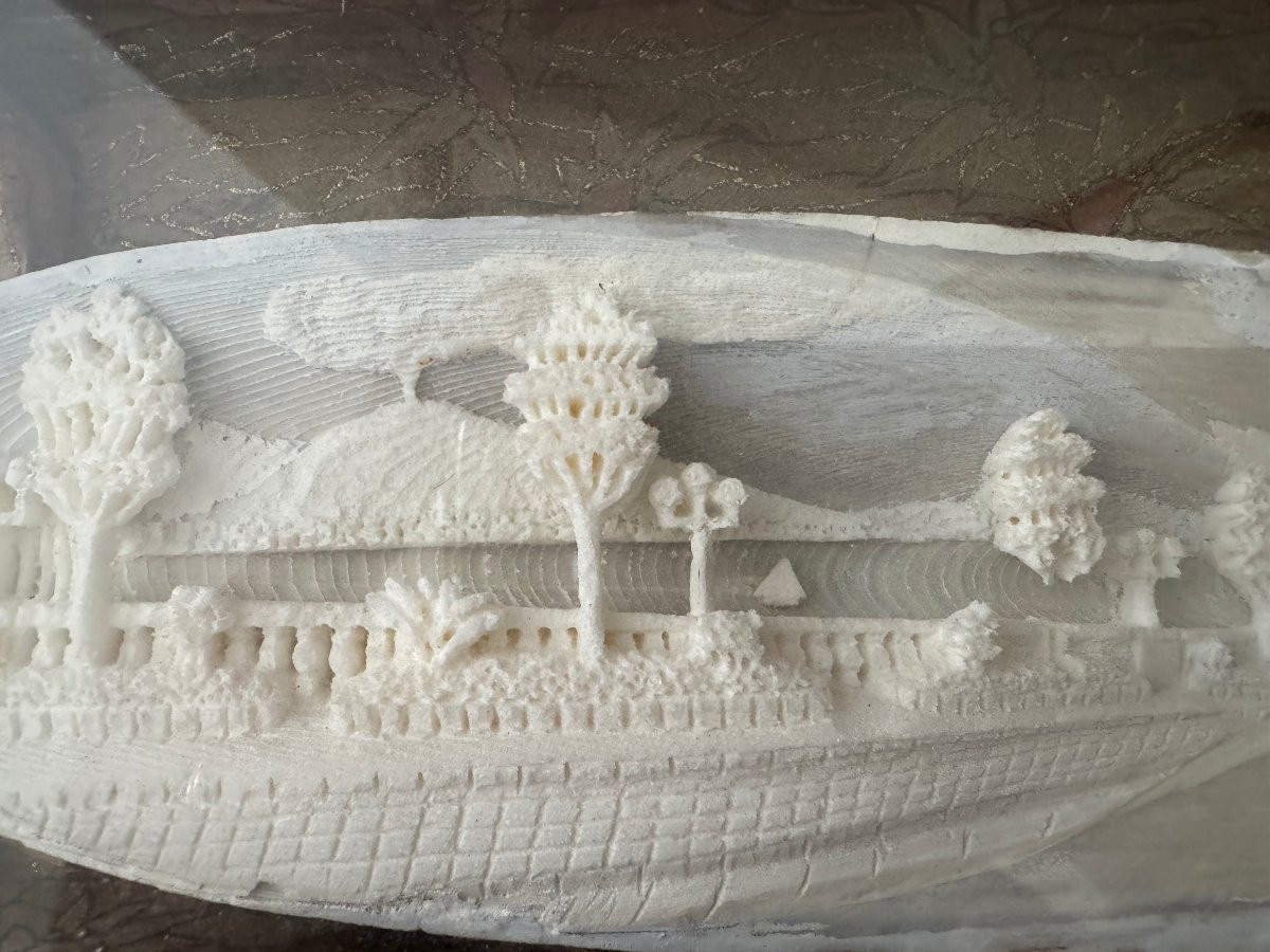 Ancien travail de pecheur , os de seiche sculpté vers 1900 objet de curiosité bord de mer -photo-2