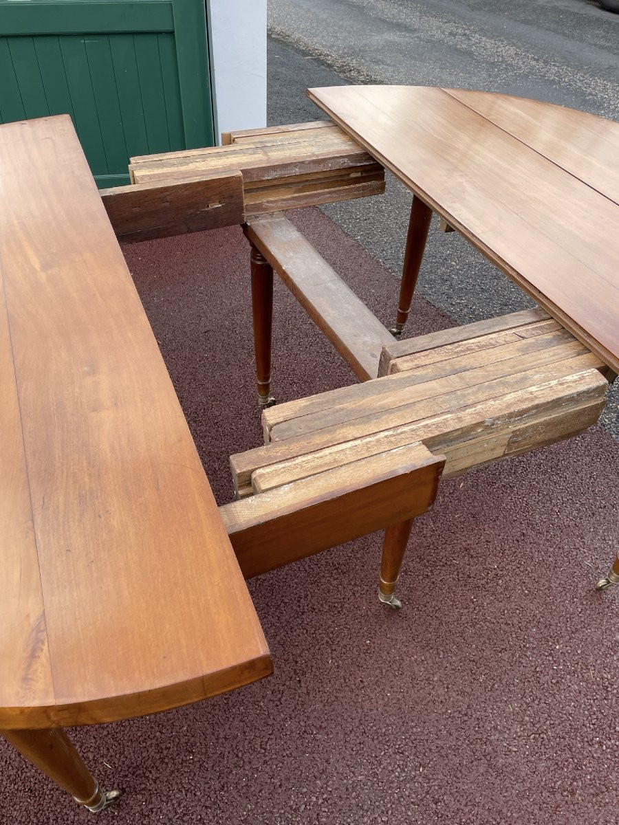 Ancienne Table à 6 Pieds En Acajou  Début Du XIX Eme Pied Fuseaux Louis XVI Directoire -photo-5