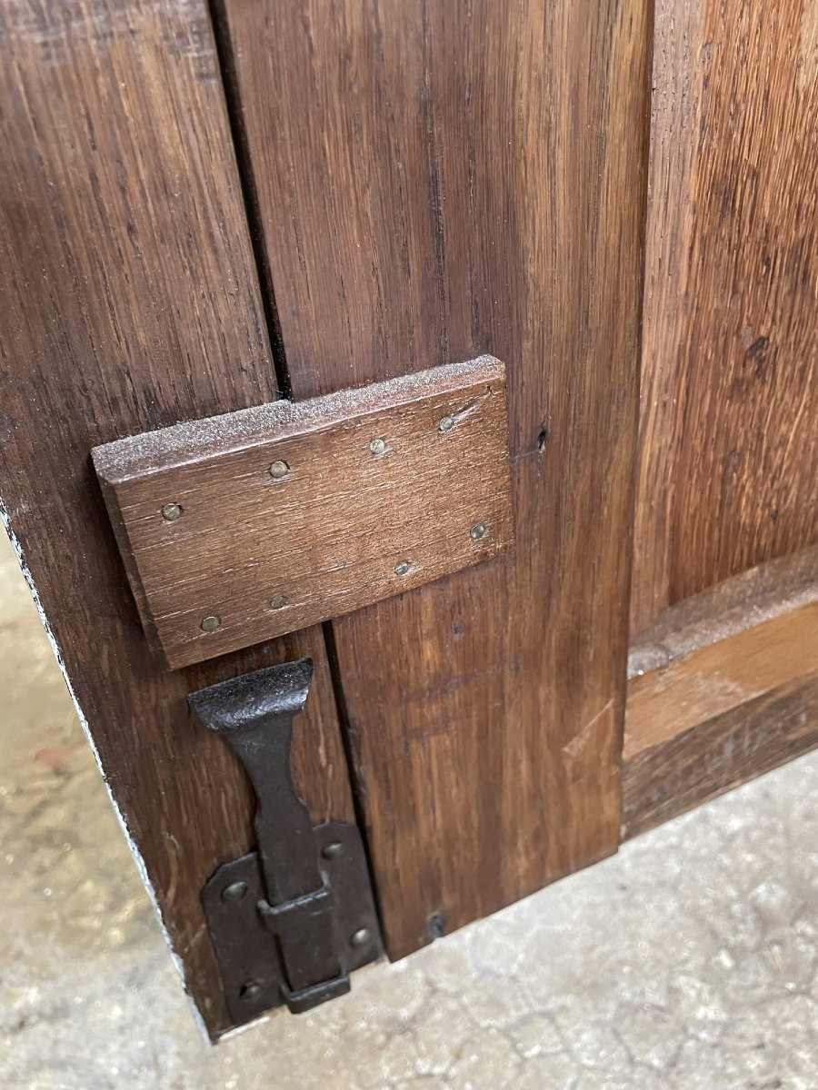 Ancien Buffet Chasse Lyonnais Chêne Patiné Rechampi Blanc Fin Du XIX ème Siècle 2  Deux Portes-photo-4