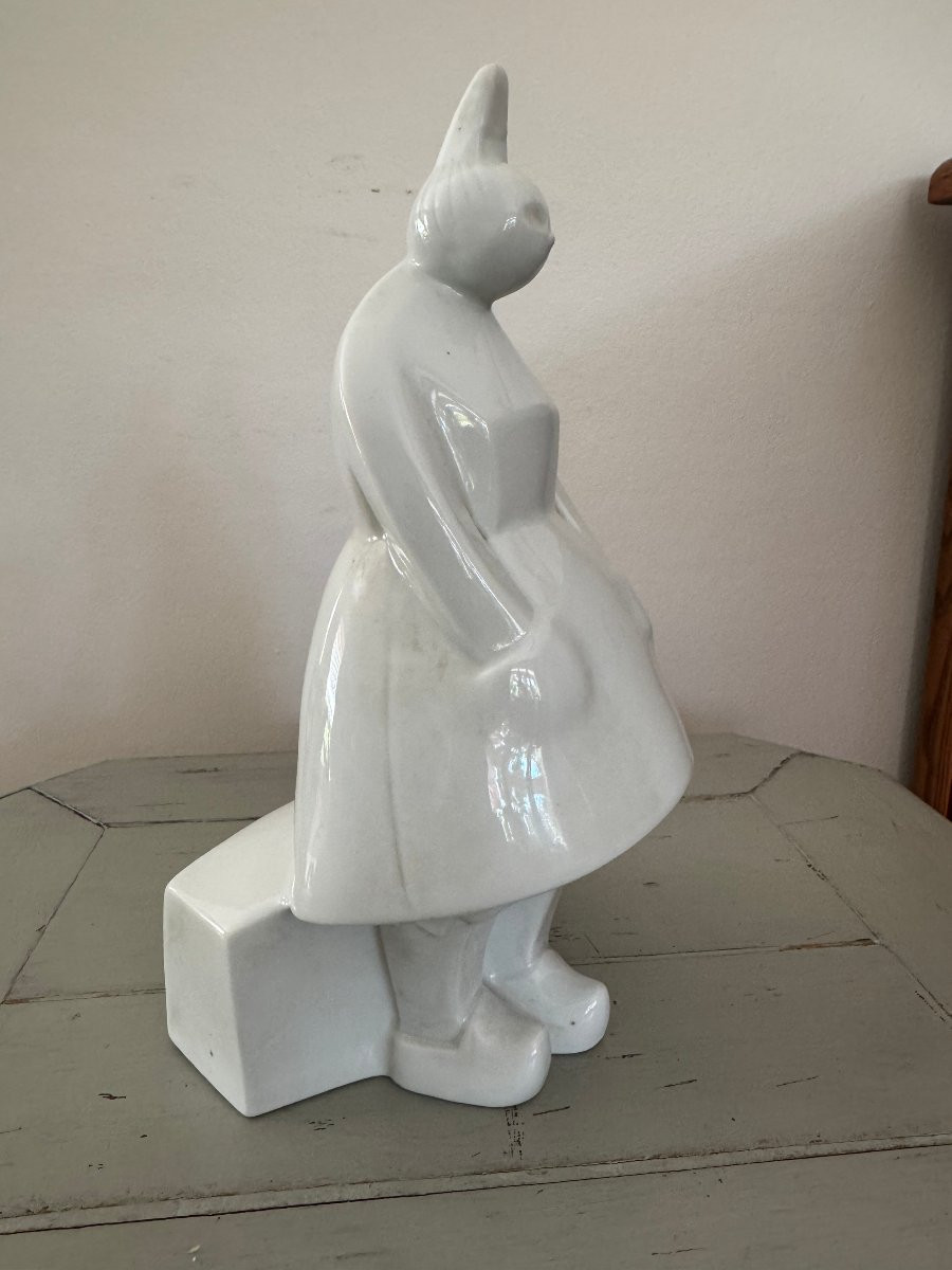Ancienne bretonne en porcelaine de Limoges art déco vers 1930 statue bretagne -photo-3