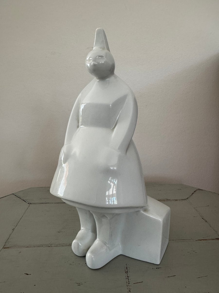 Ancienne bretonne en porcelaine de Limoges art déco vers 1930 statue bretagne -photo-1