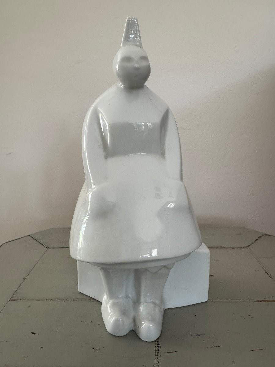 Ancienne bretonne en porcelaine de Limoges art déco vers 1930 statue bretagne -photo-2