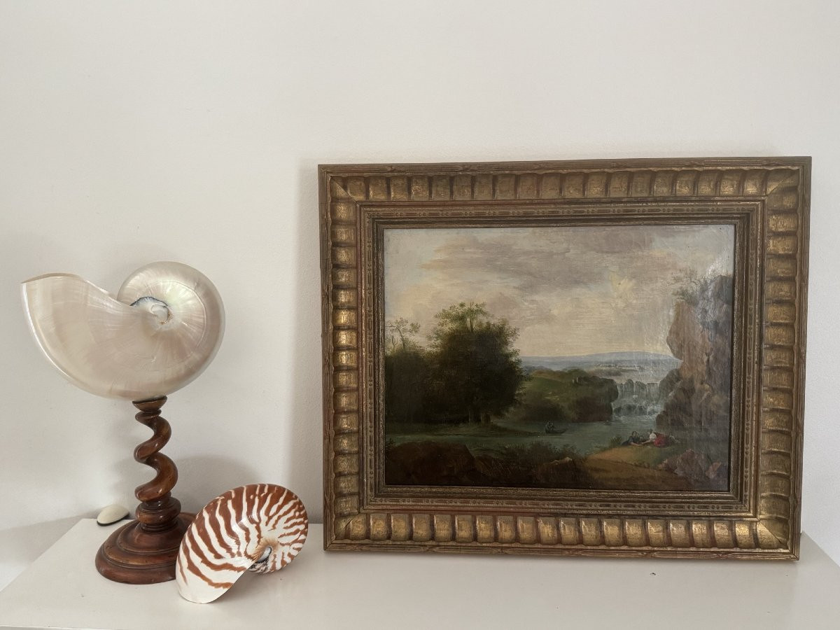 Ancien tableau à l'huile sur toile HST école française Vers 1830  début XIX eme-photo-2