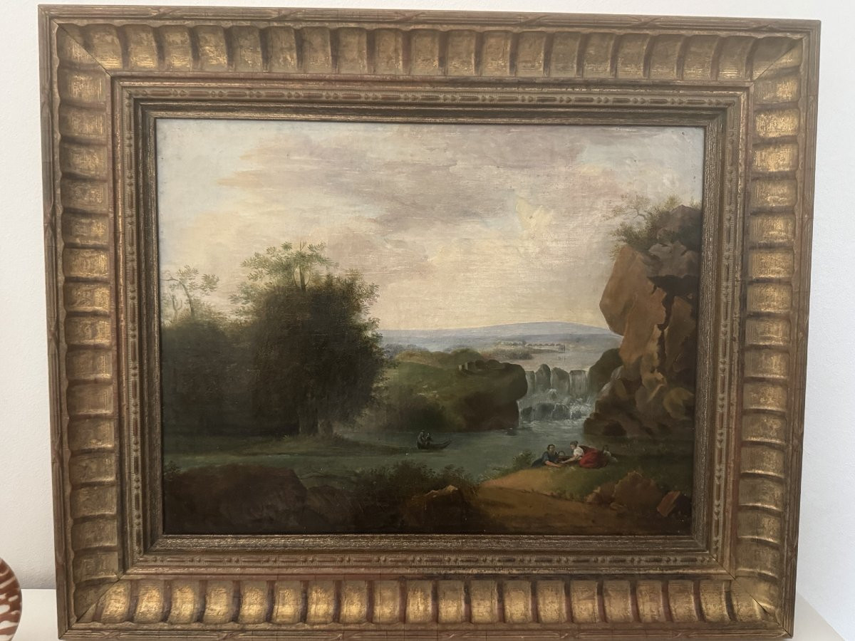 Ancien tableau à l'huile sur toile HST école française Vers 1830  début XIX eme-photo-3