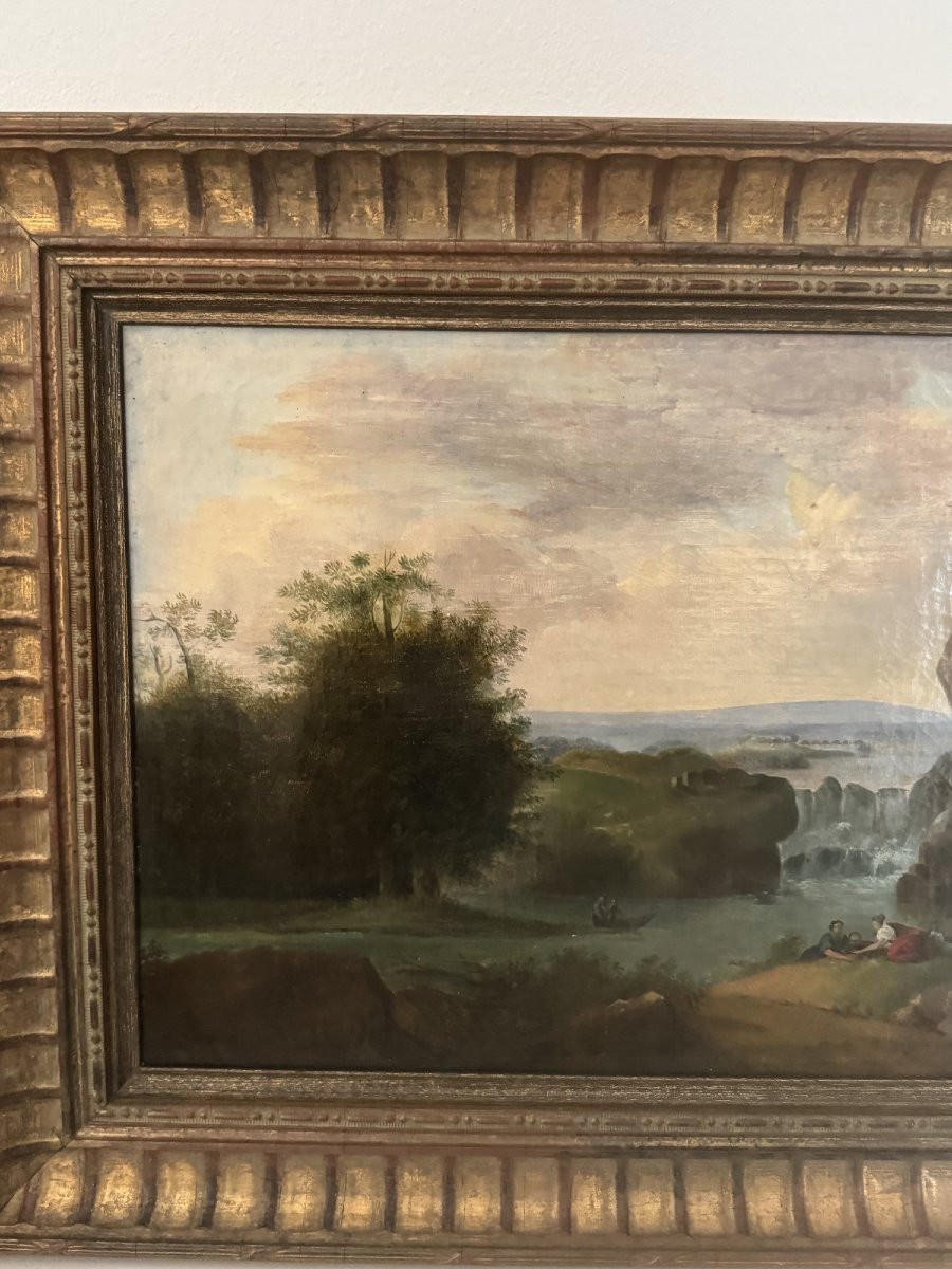 Ancien tableau à l'huile sur toile HST école française Vers 1830  début XIX eme-photo-6