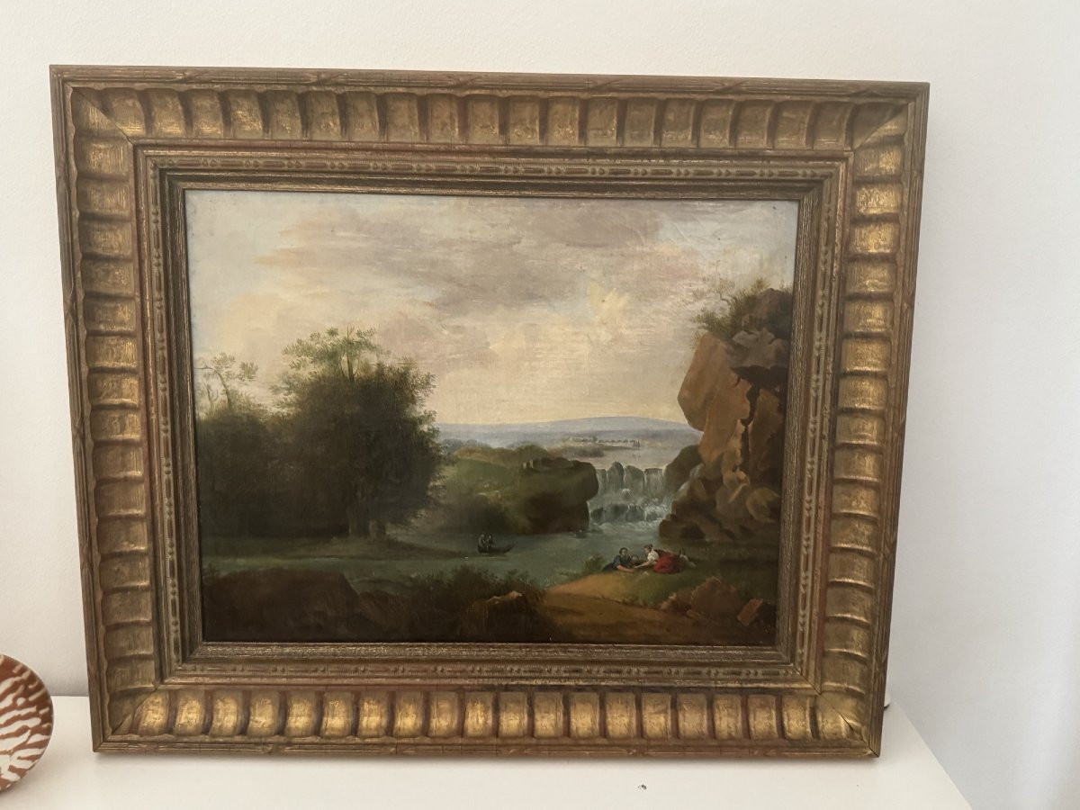Ancien tableau à l'huile sur toile HST école française Vers 1830  début XIX eme-photo-7