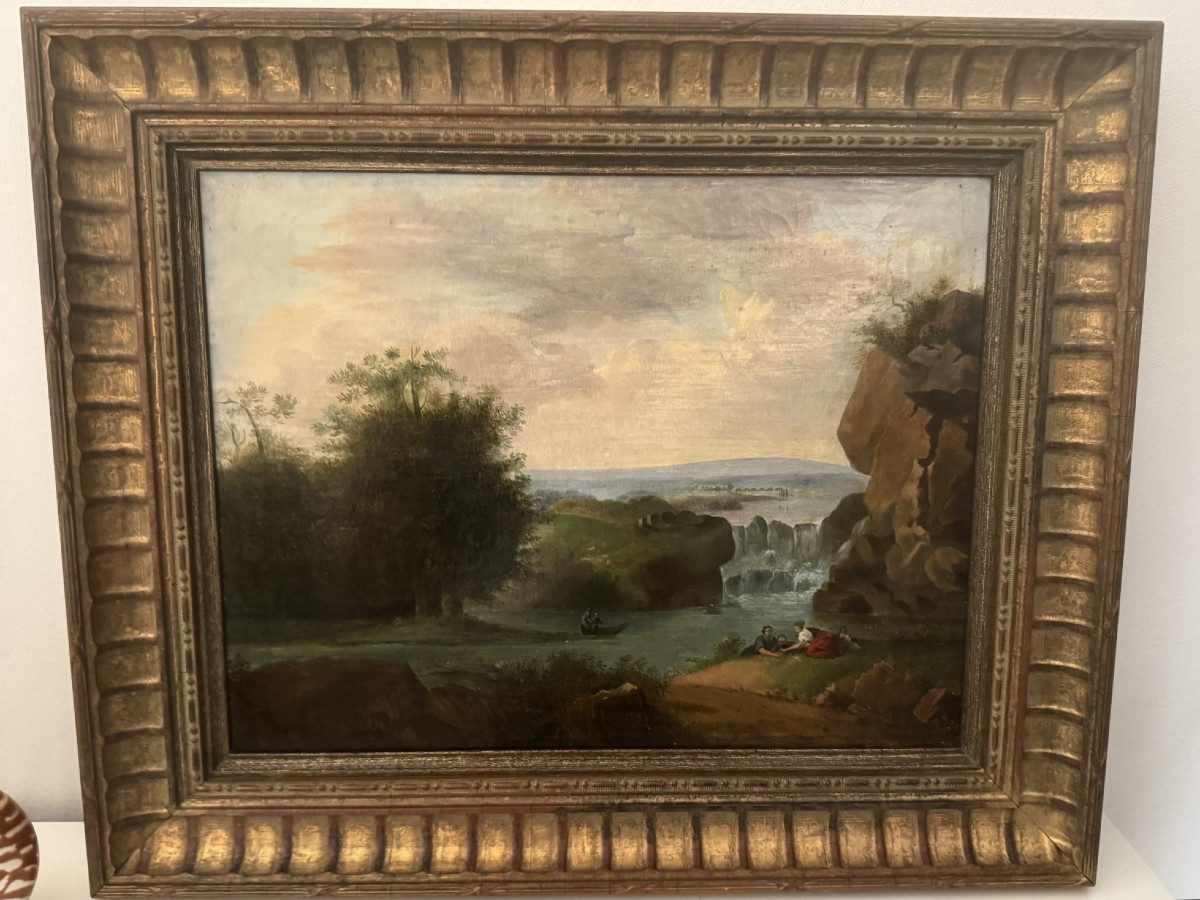 Ancien tableau à l'huile sur toile HST école française Vers 1830  début XIX eme