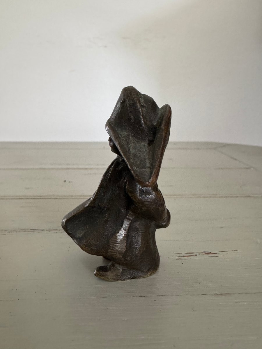 Small Bronze Statue Of Napoleon Empire, Bronze Caricature Child, Late 19th Century -photo-3