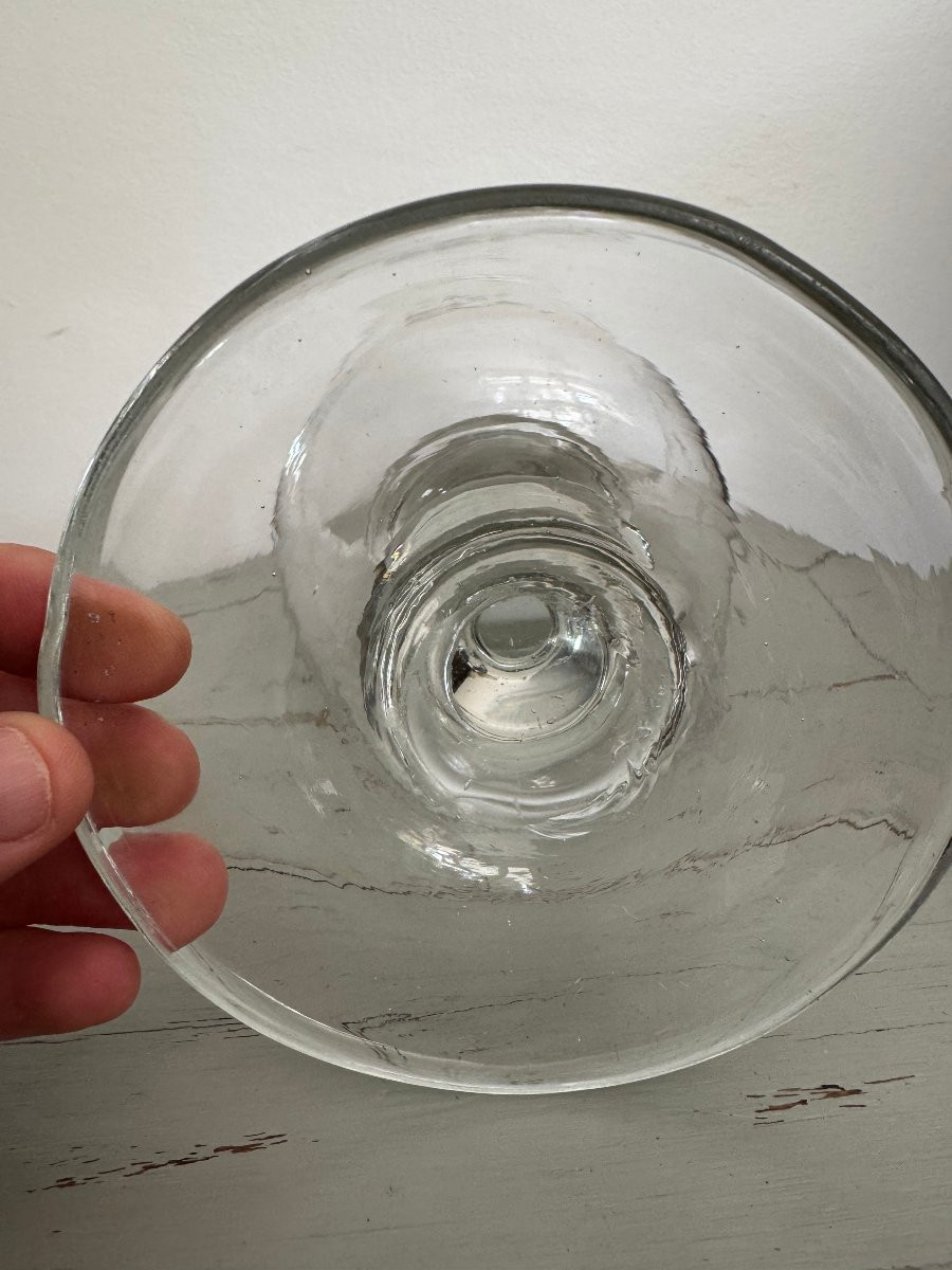 Ancien grand verre normand dit de mariage en verre gravé epoque XIX eme siècle -photo-5