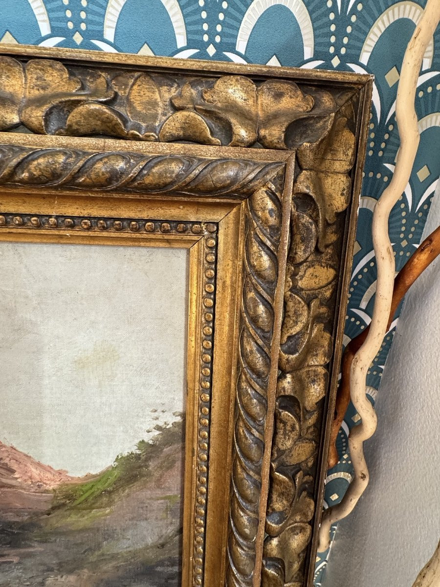 Antique Oil Painting On Marine Canvas By Emile Godchaux, 19th Century, Normandy Coast-photo-7