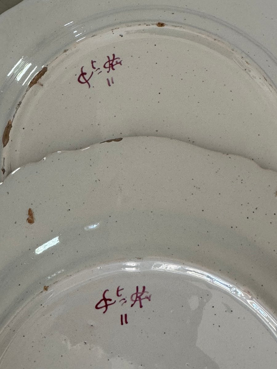 Pair Of Antique Saint Clement Kg Keller And Guerin Earthenware Plates, Gallé Period-photo-6
