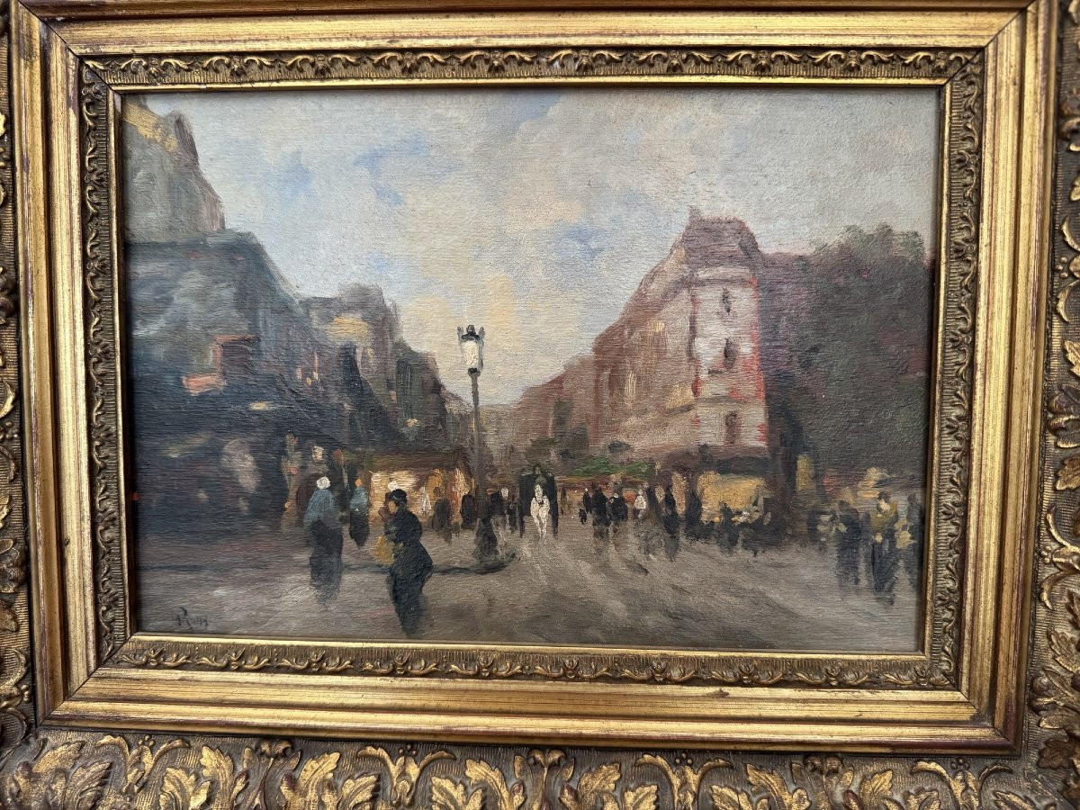 Old Small Hsp Oil On Panel Painting The Streets Of Paris Around 1900 Signed Impressionist-photo-3