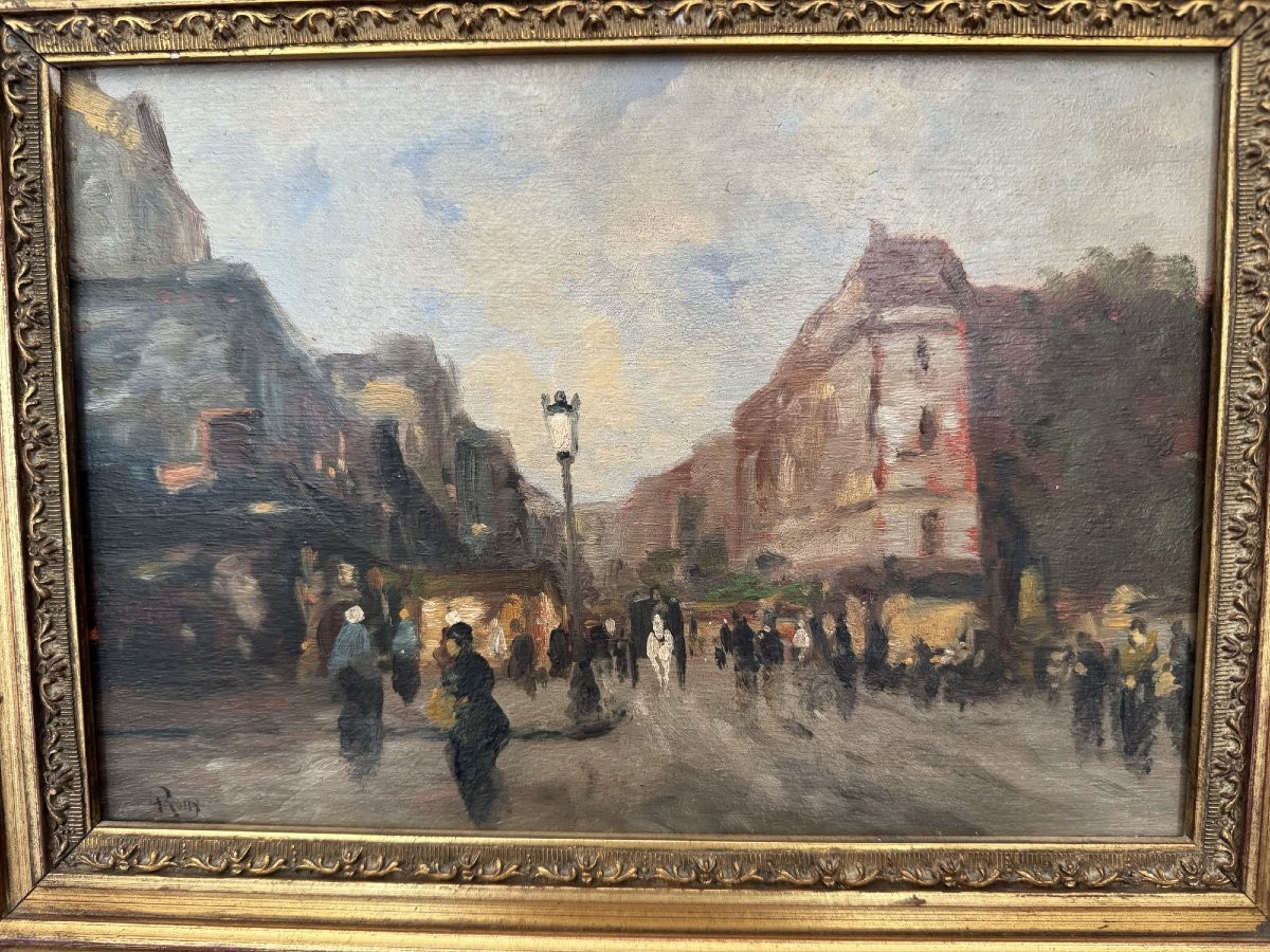 Old Small Hsp Oil On Panel Painting The Streets Of Paris Around 1900 Signed Impressionist-photo-4