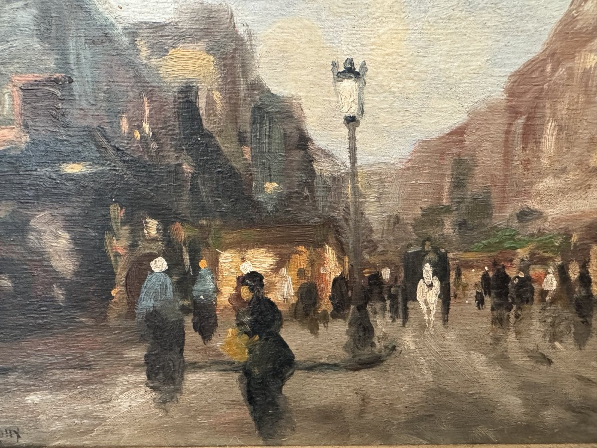 Old Small Hsp Oil On Panel Painting The Streets Of Paris Around 1900 Signed Impressionist-photo-1