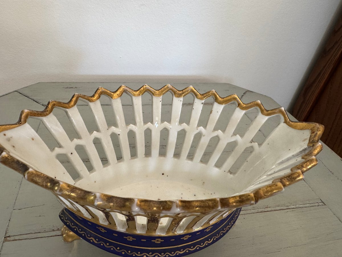 Antique Small Porcelain Basket Cup From The Empire Directoire Period, In Old Paris, 19th Century -photo-6