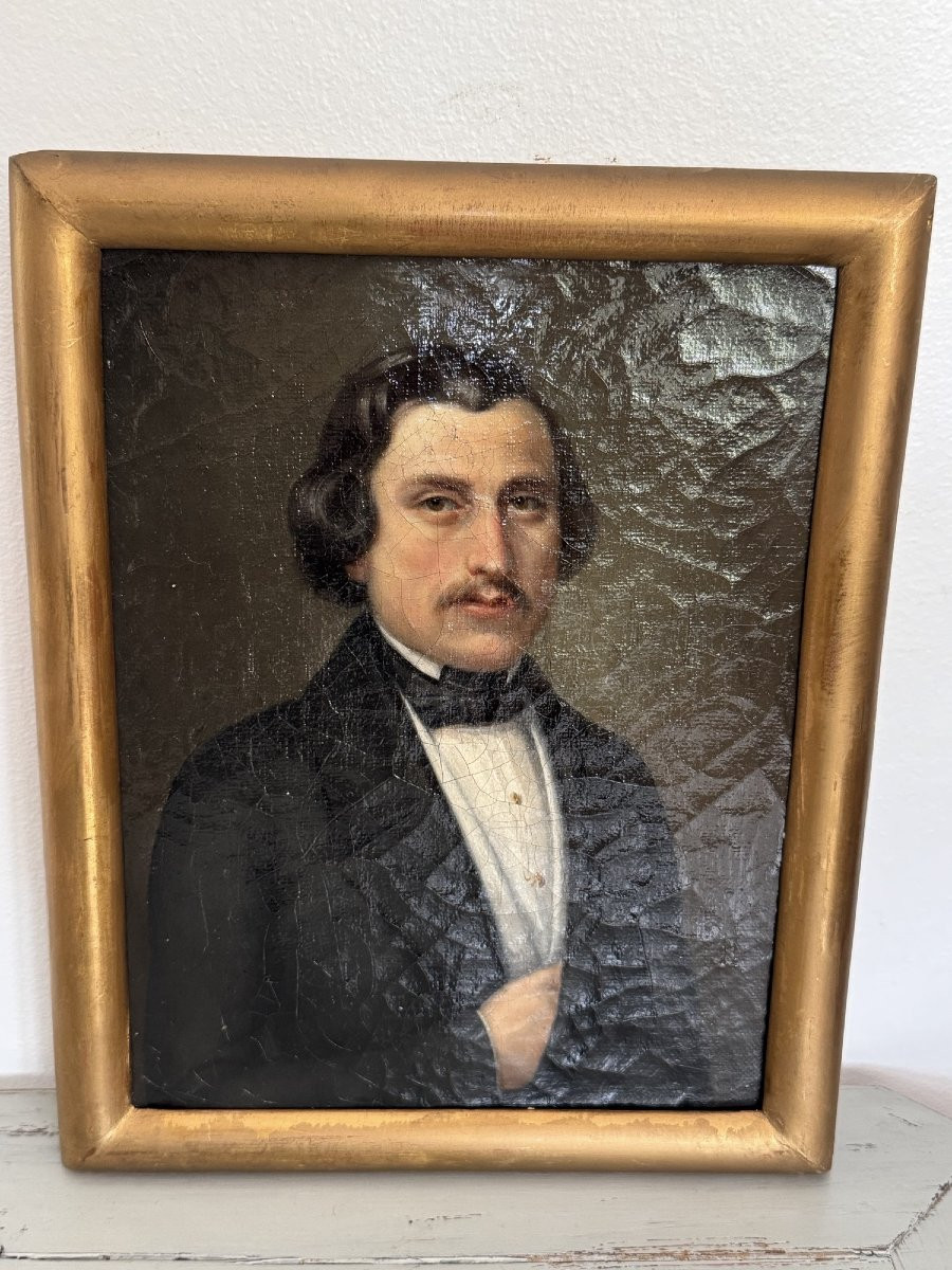  Ancien petit format tableau portrait XIX  eme vers 1830 1840 huile sur toile HST -photo-4