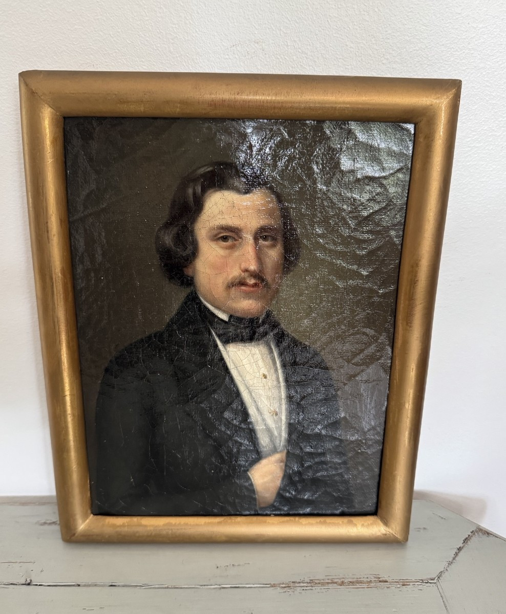  Ancien petit format tableau portrait XIX  eme vers 1830 1840 huile sur toile HST 