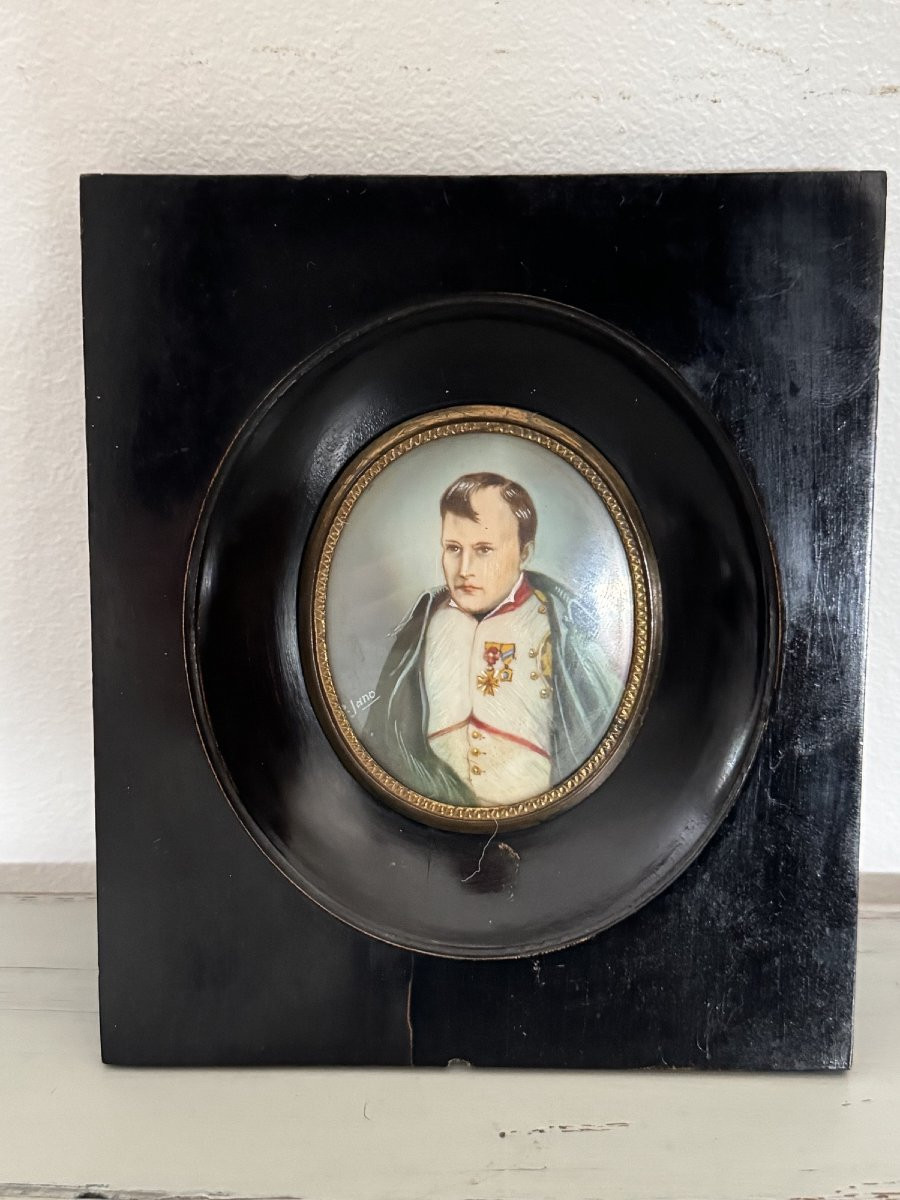 Old And Small Miniature Painted On Ivory Of Napoleon XIXth Empire Portrait Painting-photo-2