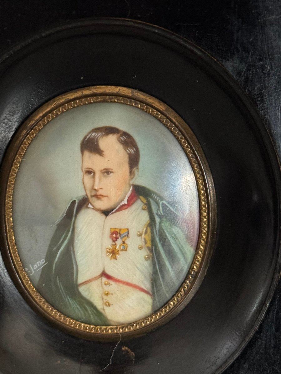 Old And Small Miniature Painted On Ivory Of Napoleon XIXth Empire Portrait Painting-photo-3