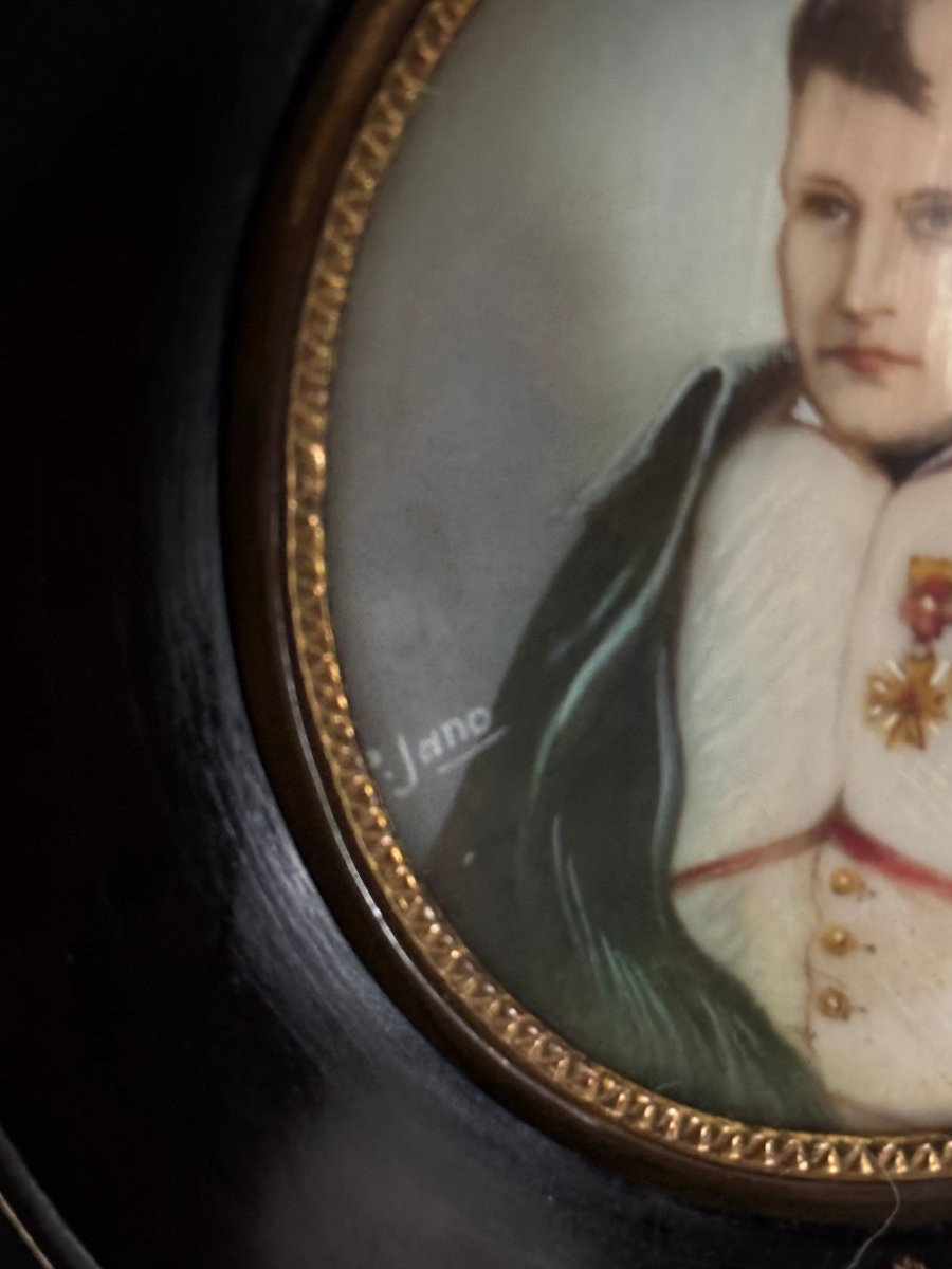 Old And Small Miniature Painted On Ivory Of Napoleon XIXth Empire Portrait Painting-photo-4