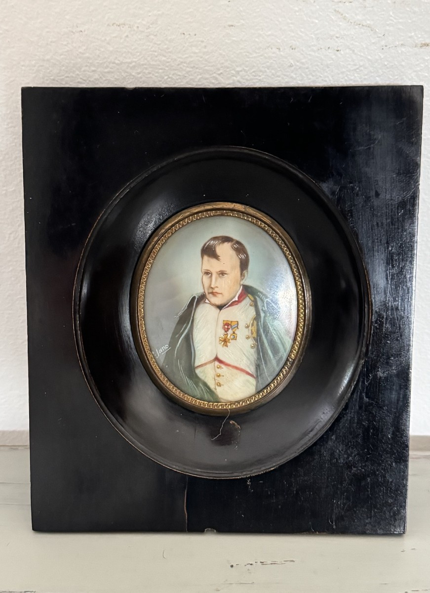 Old And Small Miniature Painted On Ivory Of Napoleon XIXth Empire Portrait Painting