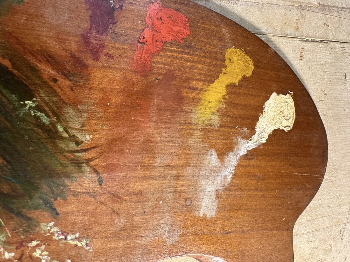 French School Of The 19th Century Painter's Palette Oil On Mahogany Panel The Mouse Painting-photo-6