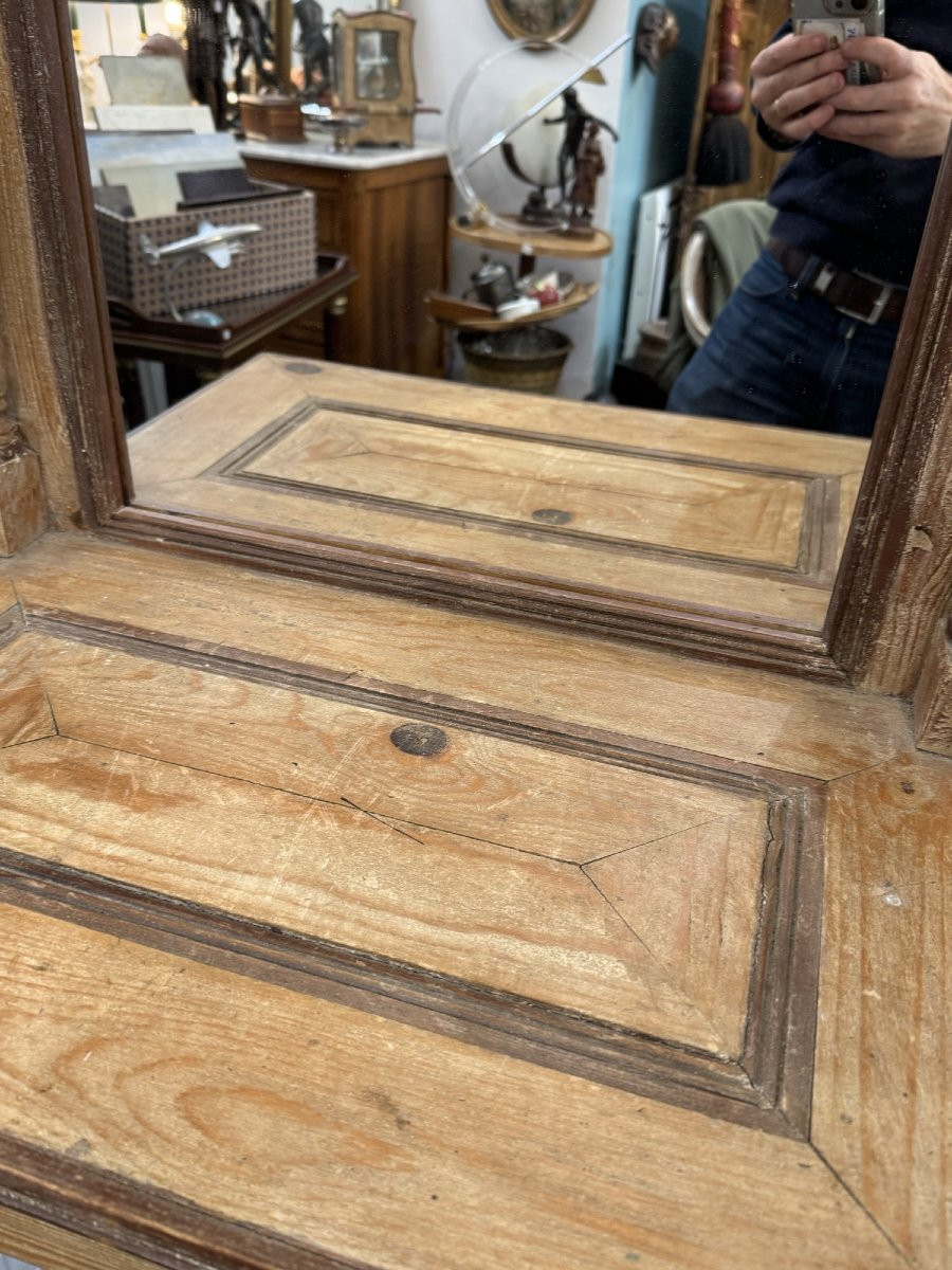 ancien vestiaire en bois de résineux vers 1900 console d'entrée tablette miroir patine-photo-4