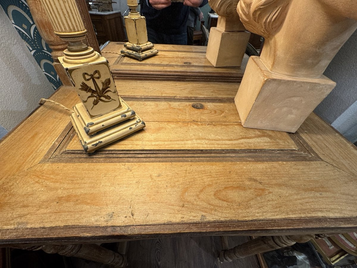ancien vestiaire en bois de résineux vers 1900 console d'entrée tablette miroir patine-photo-8