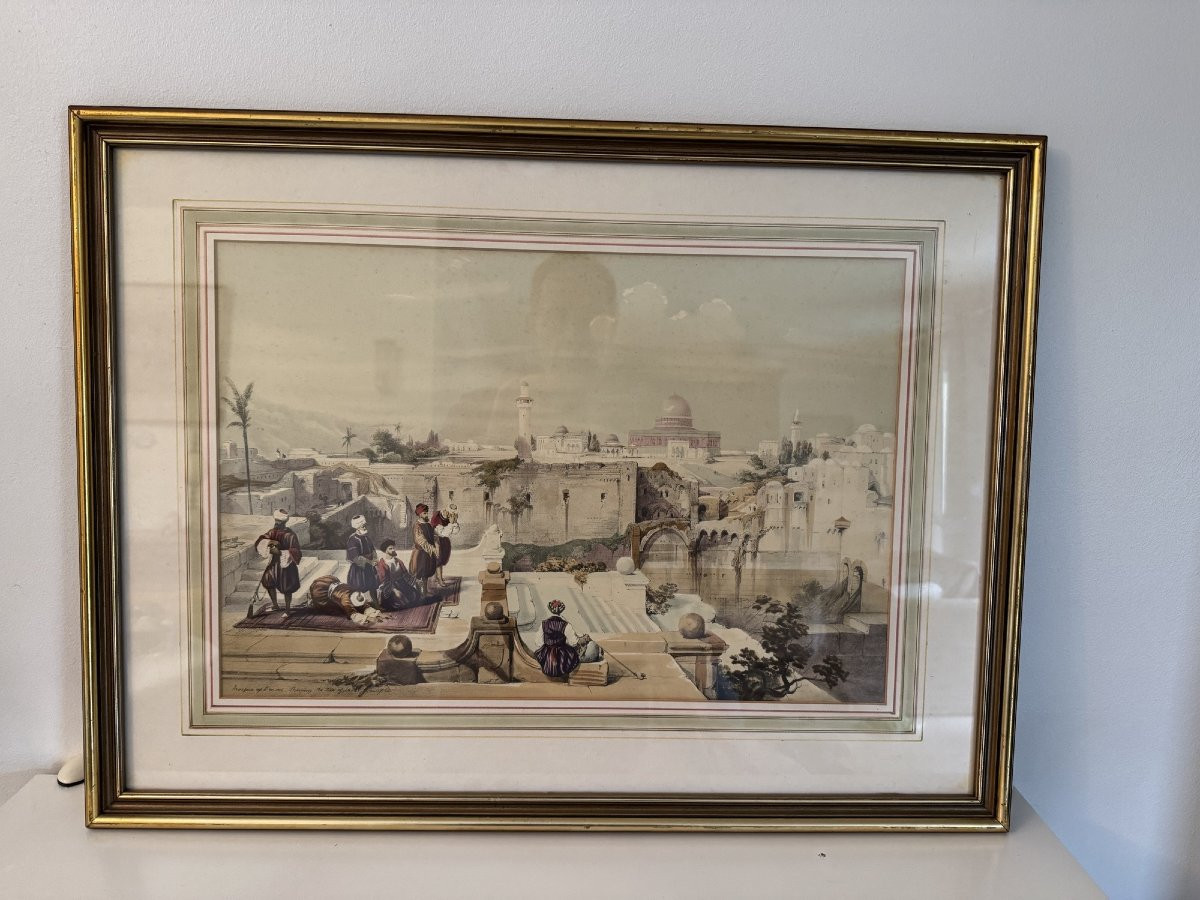 Rare et ancienne  lithographie orientaliste  David Robert vers 1850 Jerusalem Holy Land tableau-photo-2