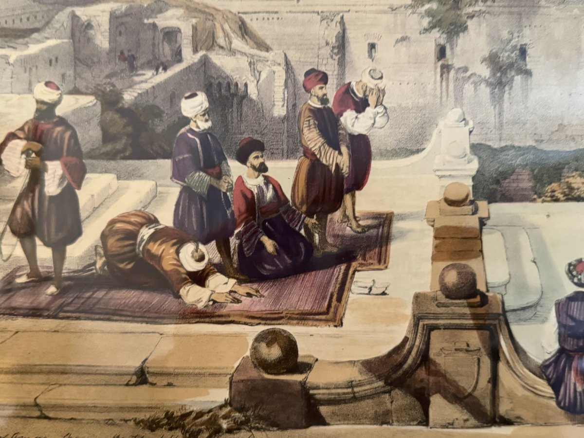 Rare et ancienne  lithographie orientaliste  David Robert vers 1850 Jerusalem Holy Land tableau-photo-2