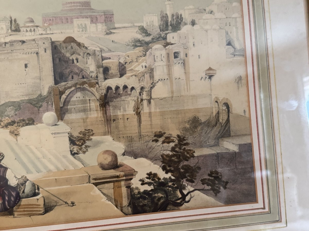 Rare et ancienne  lithographie orientaliste  David Robert vers 1850 Jerusalem Holy Land tableau-photo-5