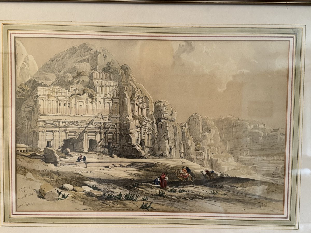 Old And Rare Orientalist Lithograph By David Robert Circa 1850 Petra Holy Land Petra-photo-3