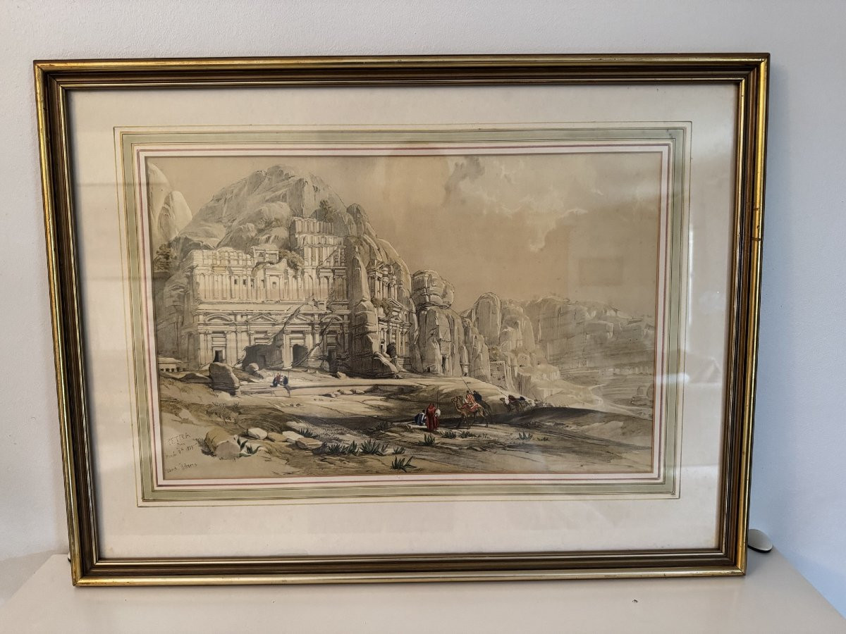 Old And Rare Orientalist Lithograph By David Robert Circa 1850 Petra Holy Land Petra-photo-1
